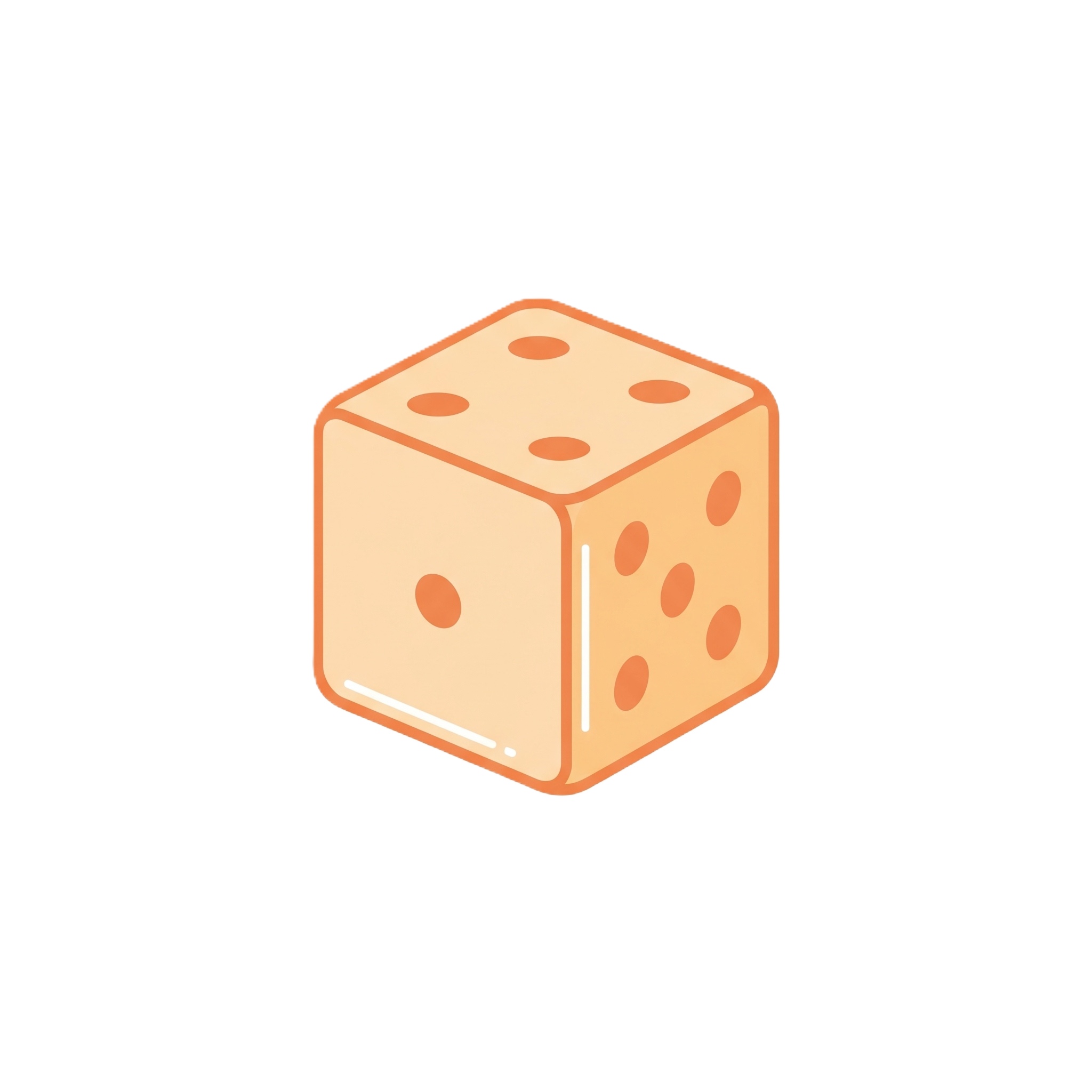Imagem de um dado laranja.